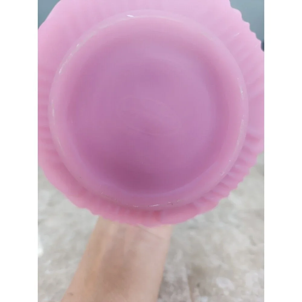 VTG Fenton Rose Pink Satin Vase 8